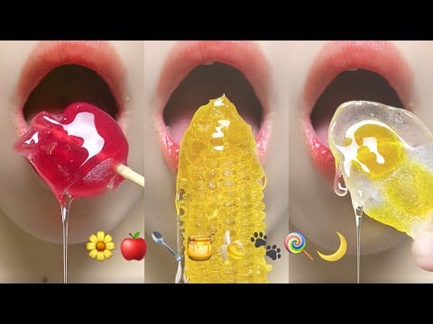 Asmr Eating Honey Jelly Wax Candy Chocolate Gummy Emoji Food 🍭🐾🌙