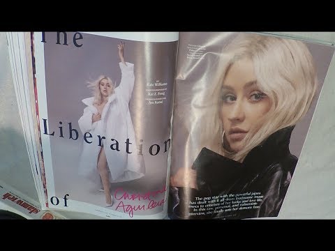 ASMR Christina Aguilera Magazine Flip Through With Gum, Whisper & Brush