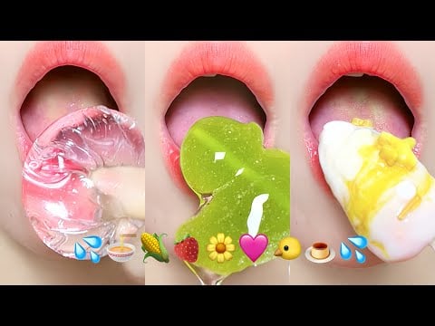asmr EMOJI FOOD 💦🍜🌽🍓🌼🩷🐤🍮💦 이모지 먹방 eating
