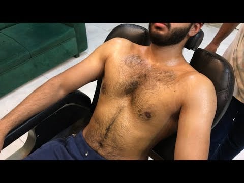 Fell asleep! ASMR Chest Massage Hard Full Massage💈| Belly,Back & Arm Massage