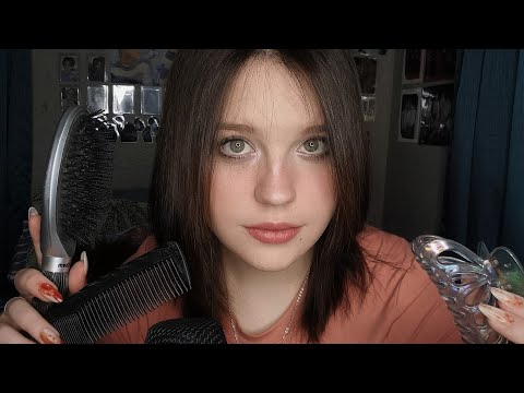 ASMR| Hair Brushing Triggers (Hair Brushing, comb clicking, tapping)