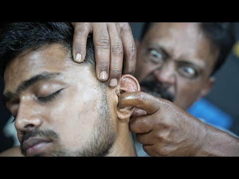 Weird Ear Finger And Neck Crack , Ear Cracking By Big Eyes Barber ASMR | Ear Massage & Head Massage