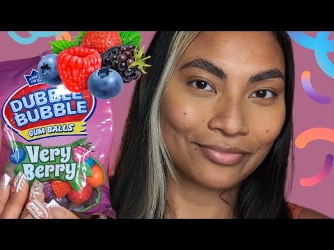 ASMR Chewing Very Berry Dubble Bubble Gum Balls