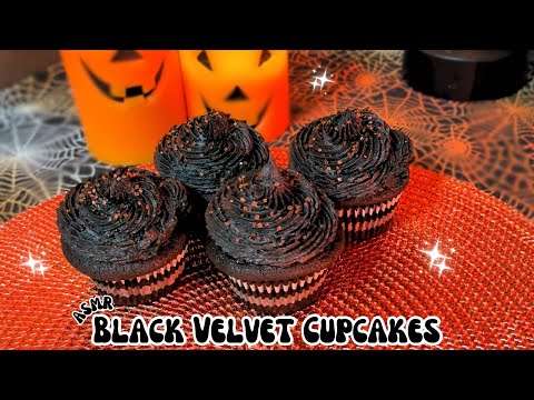 ASMR Baking Black Velvet Cupcakes for Spooky Season 🖤🧁 Whispered Voiceover