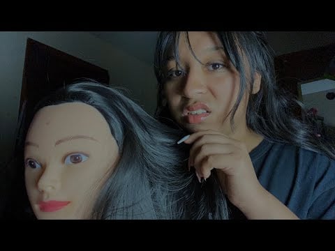 ASMR mean girl plays with your hair because she’s bored …🎀😒 ( hair play & mouth sounds👄)