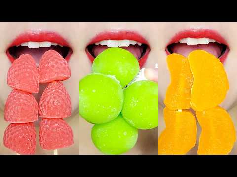 ASMR 🍓🍇🍊Fruit Jelly & Frozen Jelly Emoji Food Mukbang 고체 과일 젤리 이모지 먹방 Eating Sounds