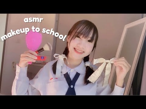 asmr makeup to school 🏫🎒💄 แต่งหน้าไปโรงเรียนกัน { thai language } \\ erika asmr