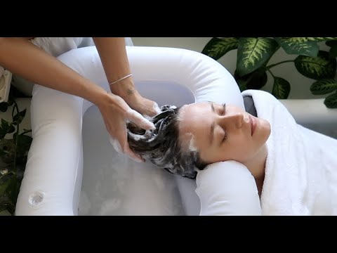 ASMR deep relaxing spa treatment w/ GROWUS damage therapy shampoo and sea salt scrub (no whisper)