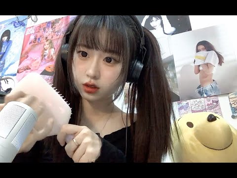 ASMR🎧｜Cute girl with twin ponytails helps you fall asleep.Object knocking & lubricant hand rubbing