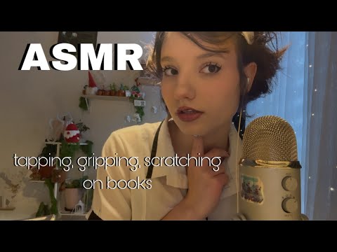 𑣲ASMR || tapping, gripping, scratching on books 📚