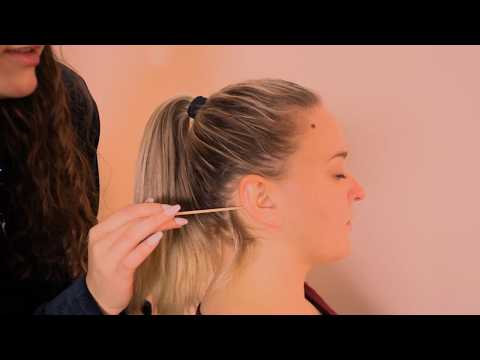 asmr relaxing micro attention, hair play & hair brushing on a real person (soft spoken)