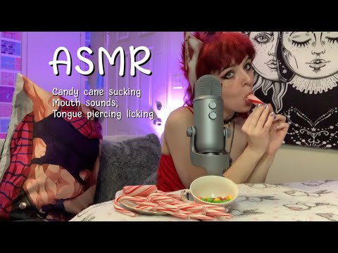 ASMR | Christmas candy eating | Licking with tongue piercing | Mouth sounds