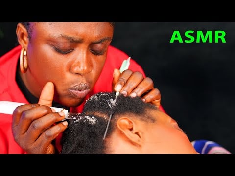 ASMR ✨ African Hair Parting, Whispered Scalp Greasing & hand picking hair  | Deep Sleep