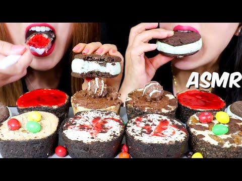 ASMR MINI CHEESECAKE PARTY (Nutella + M&M's) ICE CREAM SANDWICHES 리얼사운드 먹방 | Kim&Liz ASMR