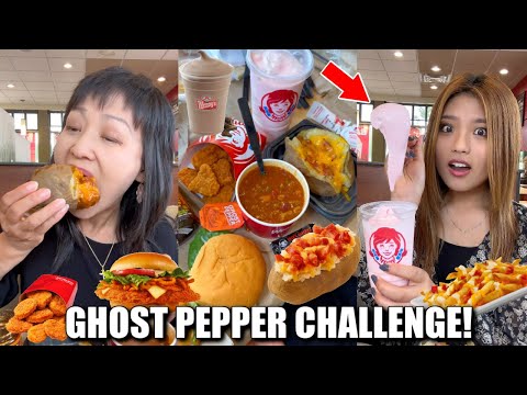 EATING WENDY'S FOOD CHALLENGE! *SPICY GHOST PEPPER CHICKEN SANDWICH!