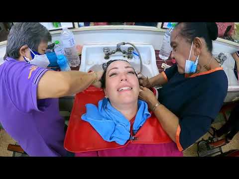 Dos viejitas lavan mi cabello en antigua peluquería china 🇹🇭💆‍♀️