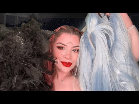 ASMR getting you ready for a Halloween Party 🧙‍♀️🖤 (makeup,outfit,hair)