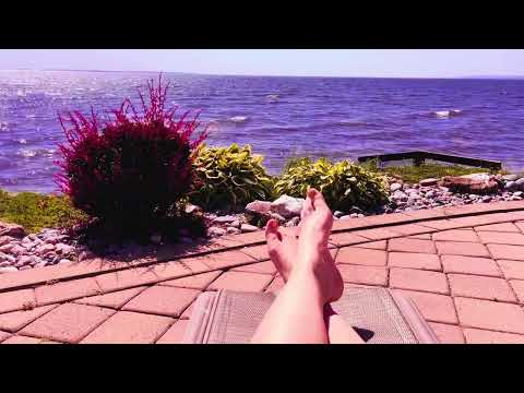 ASMR soft feet relaxing by water waves sounds