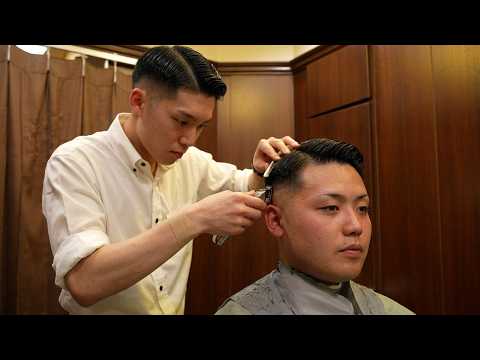💈(ASMR) Fade Haircut, Hot Towels & Head Massage at a Tokyo Luxury Barbershop