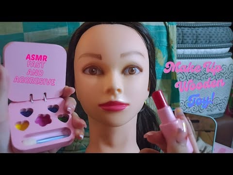 ASMR Fast dan Aggresive Makeup-in Kamu pakai Wooden Toy Makeup Set - ⚡💄 Makeup Application Lofi ASMR