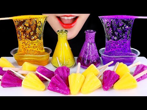 ASMR ICE CREAM ASMR MUKBANG BASIL SEED JELLY ASMR BUBBLE JELLY FROG EGG JELLY MUKBANG