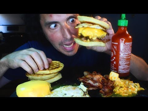 BIG WAFFLE BREAKFAST BURGERS * NO TALKING* ASMR 자막 字幕  ਉਪਸਿਰਲੇਖ | Nomnomsammieboy