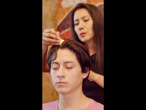 Soft ASMR whispering, massage & hair treatment for tingles, relaxation & sleep #shorts