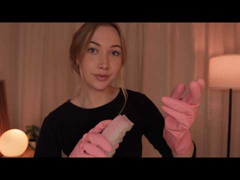 ASMR Imaginary Dish Washing 🫧 Rubber Gloves, Sponge Scrubbing & Water Sounds