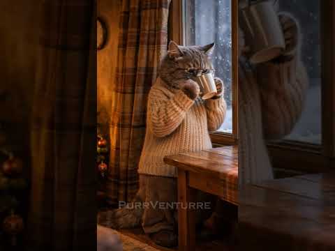 #shorts #ai #cat A grandma cat sips a warm drink during Christmas
