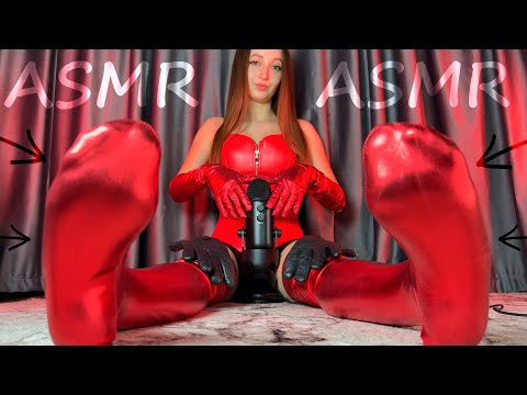 ASMR FULL RED LEATHER GIRL SOUNDS | Leather Gloves & Stockings | Tingles & Triggers