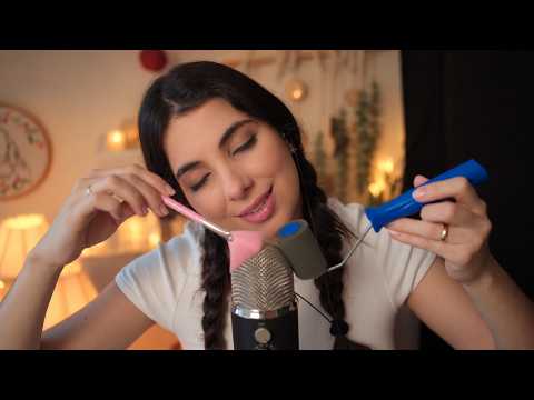 ASMR ARRANHANDO O BLUE YETI, BRUSHING, SONS DE BOCA E PINCÉIS