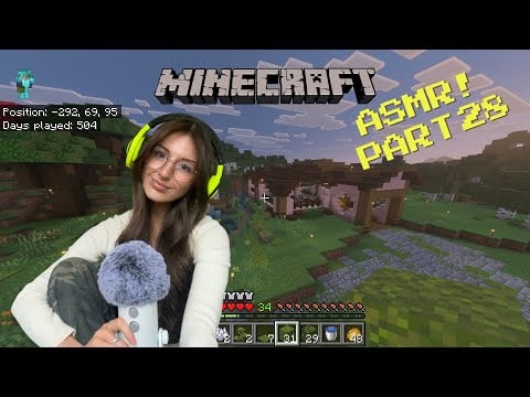 ASMR 1+ hour relaxing Minecraft gameplay!🪷 (PS5 controller sounds and whispering) 