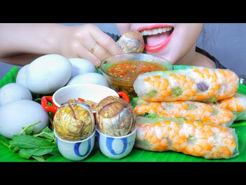 ASMR EATING DUCK EMBRYO X VIETNAMESE SPRING ROLL EATING SOUNDS LINH ASMR