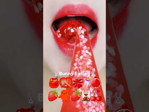 ASMR RED EMOJI FOOD EATING 빨간색 이모지 먹방 (sped up)