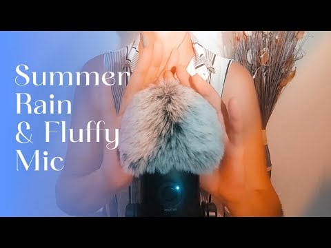 🎧 ASMR with Summer Rain ⛈ Fluffy Mic Scratching and Brushing  (No Talking)