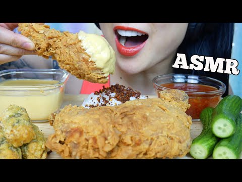 ASMR FRIED CHICKEN + CHEESE SAUCE (SATISFYING CRUNCHY EATING SOUNDS) NO TALKING | SAS-ASMR