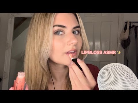 LIPGLOSS ASMR 👄✨ (lipgloss application, kisses, mouth sounds and tapping)