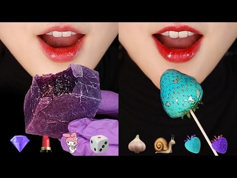 EMOJI FOOD CHALLENGE ASMR CANDIED STRAWBERRY, ICE CREAM ETC 🍨