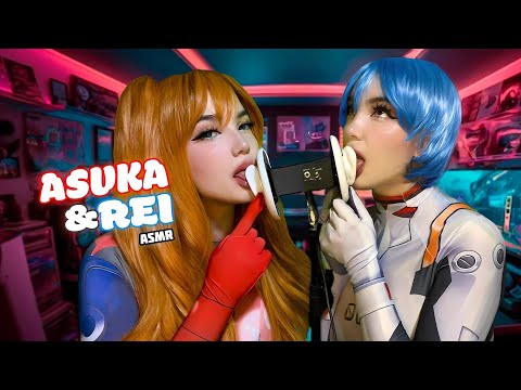 ASMR 💖 REI AYANAMI y ASUKA LANGLEY EVANGELION ear eating + mouth sounds | SHCareta