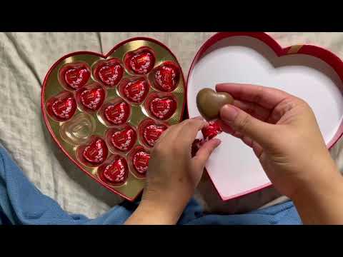 ASMR  Eating Valentine's day chocolate Try a box of chocolates