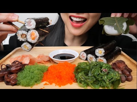 SUSHI MAKI ROLL + TOBIKO EGGS (ASMR PERFECT CRUNCH) NO TALKING | SAS-ASMR