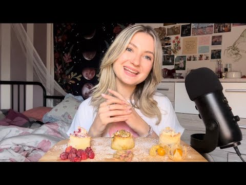 ASMR | eating cinnamon rolls (3 flavours, eating sounds) | light whispering