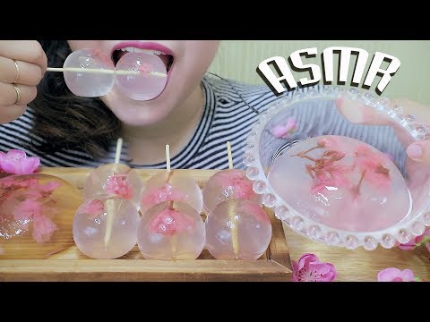 ASMR CHERRY BLOSSOM JELLY PLATTER ( SAKURA JELLY) SQUISHY EATING SOUNDS | LINH-ASMR