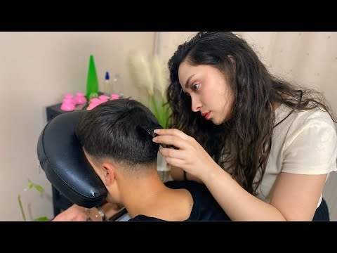 ASMR Deep Scalp, Hair Brushing & Neck Massage on a Chair Sedef