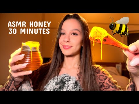 ASMR 🍯 Honey, mouth sounds & tingles (triggers for sleep)🐝