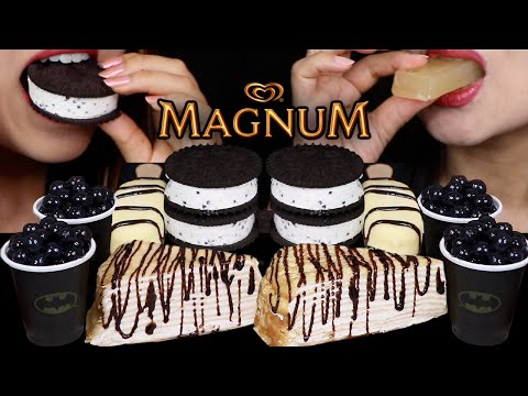 ASMR HERSHEY'S CHOCOLATE CREPE CAKES, POPPING BOBA, MINI MAGNUM ICE CREAM BARS, COOKIES & CREAM
