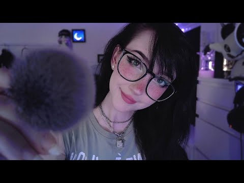 ASMR ☾ magical sleepy brushes for instant sleep 💤🌧️ close up face & mic brushing + rain sounds