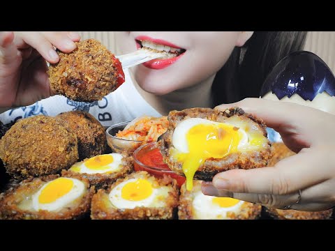 ASMR MUKBANG DEEP FRIED SOFT BOILED EGGS AND CHEESE  EATING SOUND | LINH-ASMR 먹방