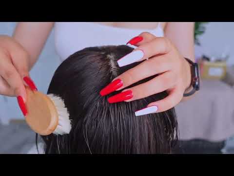 Wet Hair Scratching Hair Brushing with Soft Wooden Comb ｜ASMR Sleep
