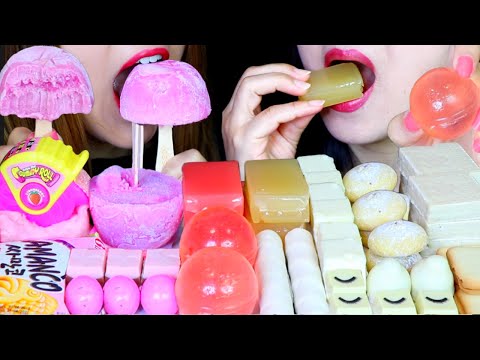 ASMR LOLLIPOP ICE CREAM, GUMMY ROLL, JELLY BALLS, CHEESECAKE, BEAN JELLY, CHOCOLATE, COOKIE ROLL 먹방